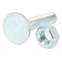 TF avec Collet Carré Haut M8X40 + Écrou Acier 4.6 Zingué Blanc DIN 605