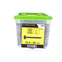 ESSBOX de 1000 Vis Placo Tête Trompette Philips 3.5X25 Acier Phosphaté