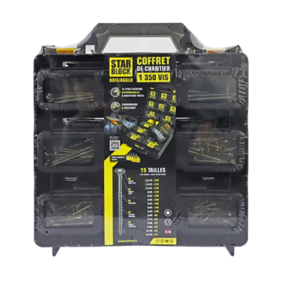 Coffret Starblock – Vis Bois/Agglo VBA-TF Torx -Acier Zingué – 1350 Pièces