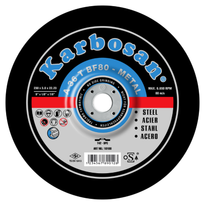 Disque à Tronçonner Déporté 230X3.0X22.2 A36T Acier KARBOSAN 910100