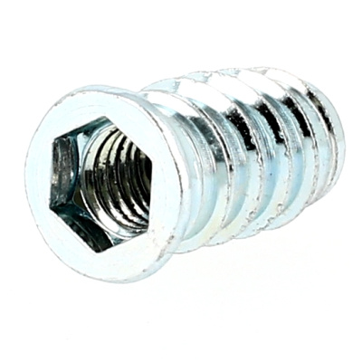 Insert Double Filet (Bois-Metrique) à Collerette HC M6X15 Acier Zingué
