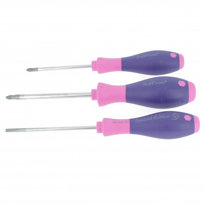 Juego de 3 destornilladores SoftFinish ranurados Phillips con varilla hexagonal Ladies Line